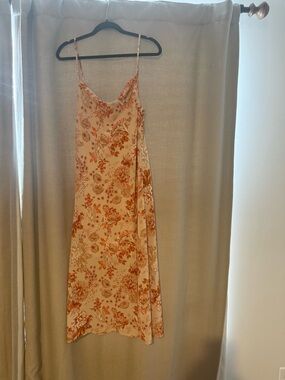 Petal & Pup Cream Slip Dress with Orange Floral Print